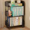 Estantería de Piso Estante de Almacenamiento de Pie Mesa Lateral Estantes de Almacenamiento de Libros Multicapa Móviles con Ruedas Carrito Pequeño Librero de Oficina