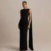 Comercio Exterior Europeo y Americano Primavera Nueva Ropa de Mujer Elegante y con Estilo Vestido de Noche Falda Larga Sexy Ajustado al Cuerpo Vestido sin Espalda con Cintas