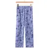 Tejido de Primavera para Mujer Primavera y Verano Apropiación Pantalones para Mediana Edad y Mayores Pantalones Estampados Mamá Pantalones Casuales para el Hogar de Abuela Mujer