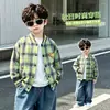 Chaqueta de Béisbol a Cuadros para Niños Primavera y Otoño Nueva Chaqueta Infantil Pequeña Mediana Grande Ropa de Otoño para Niños Ropa Exterior de Moda para Niños