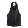 Moda Seda Cetim Transfronteiriço Novo Top Sexy Gola Halter Primavera e Verão Textura Garota Quente Estilo Europeu e Americano Mulheres