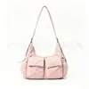 Bolso bandolera Hobo de nailon plisado con múltiples bolsillos, para ir al trabajo, transfronterizo, en stock, bolso de media luna multifuncional de gran capacidad