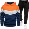 Traje Deportivo para Hombre de Exportación Transfronteriza 2024 Sudadera con Capucha y Pantalón Empalmados de Moda y Casual para Primavera y Otoño Conjunto de Dos Piezas