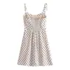 Vestido con Tirantes Estilo Retro Francés Dulce Estampado de Lunares Aspecto Adelgazante Cinturón en la Cintura Falda Corta Nuevo Otoño 2025 para Mujer