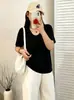 Top de punto para mujer talla grande, cuello en U, manga corta, nuevo estilo otoño 2026, top casual holgado y versátil para mujeres talla grande