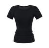 Tops Básicos de Verão Femininos Estilo Europeu e Americano Justos para Mulheres Look Emagrecedor Multicolorido Pulôver Gola Redonda Pequena Camisetas de Manga Curta