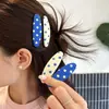 Pinza BB ovalada de estilo coreano retro con bloques de color y lunares, accesorio para el cabello de pinza lateral con textura única para flequillo