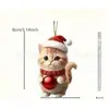 Decoraciones Colgantes Acrílicos 2D de Gato Nuevo Transfronterizo Taza de Té Gato Colgante Navideño Paquete Creativo Decorativo de Dibujos Animados