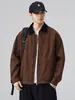 Nueva Chaqueta Holgada de Moda para Hombre para Primavera y Otoño Calle Alta Americana Versátil Cremallera Dobladillo Elástico Chaqueta de Mezclilla