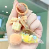 Llavero de Arena Líquida Relleno de Aceite con Lazo a Cuadros y Bola de Peluche, Colgante Fresco y Lindo para Mochila, Adorno Estilo Pareja