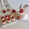 Adornos Decorativos Redondos de Hierro para Pasteles Flor de Granada Fénix Perla Compromiso Boda Boda Palabra Feliz Enchufe para Mesa de Postres
