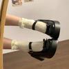 Atacado Sapatos de Couro Pequenos de Solado Grosso para Mulheres Novo Outono Preto Salto Alto Francês com Saia Retrô Boca Rasa Sapatos Mary Jane