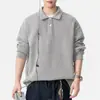 Camisa polo de ajuste relajado para hombre, color liso, nuevo estilo de otoño, estética 'old money', de manga larga, con cuello, prenda exterior casual para hombre