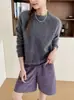 Suéter de Lana Pura para Mujer Cepillado Cuello Redondo Capa Base Ropa Interior Otoño Invierno Nuevo Holgado Estilo Perezoso Tejido Manga Larga Top de Moda