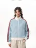 Chaqueta deportiva a rayas, estilo casual, casual americano, diseño color block, atuendos a juego para parejas, unisex, corte holgado, cuello alto, adecuada para primavera y otoño
