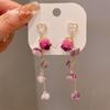 Brincos de Flores Eternas com Agulha de Prata 925, Morango de Cristal, Amor, Design Doce para Meninas, Brincos com Senso de Design, Joias Femininas