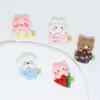 Patche de resina de animalzinho de desenho animado segurando sorvete, gel de resina creme, presilha de cabelo, joias DIY, acessórios de resina