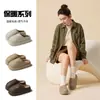Pantuflas de tamaño grande para hombre, de invierno, punta cerrada, impermeables de PU, cálidas de felpa, para el hogar, interiores, antideslizantes, de algodón, para mujer