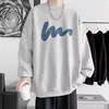 Sudadera de hombre de moda para otoño, estilo Hong Kong, top sencillo con estampado y cuello redondo, camiseta holgada de moda, prenda exterior casual versátil