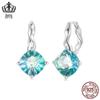 Evelle Novo Azul Verde Fresco Turmalina Orelha Fivela Sterling Silver s925 Brincos Banhados A Platina Versátil Jóias Mulheres