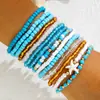 Conjunto de pulseiras de férias estilo boêmio transfronteiriço europeu e americano, pulseira multicamadas com sementes, concha e estrela-do-mar