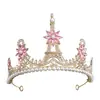 Corona de Novia Pagoda Barroca Corona de Cumpleaños con Pedrería Perla Tiara Accesorios para Vestido de Novia Nupcial
