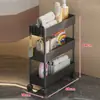 Estante de Baño Estante de Almacenamiento para Espacio Detrás de la Puerta Estante de Almacenamiento Ultra Angosto Organizador de Baño de Múltiples Niveles Carrito Pequeño