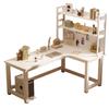 Escritorio de esquina, escritorio de computadora tipo L, escritorio de esquina para el hogar, estantería, mesa integrada para dormitorio de niña, banco de trabajo