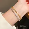 Pulsera con Cierre de Corazón de Circonia Chapada en Oro Real de 18k Pulsera de Lujo Ligero de Alta Gama Estilo Frío Personalidad Joyería de Mano Venta al por Mayor
