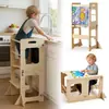 Mesa y Silla de Madera Maciza Transfronteriza Montessori para Destete Muebles Infantiles Taburete Escalón para Niños Pequeños Taburete Infantil Torre de Aprendizaje