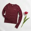 Camiseta de Fitness de Manga Larga Alta Elasticidad Ajustada Top Deportivo de Entrenamiento Camiseta de Secado Rápido Ropa para Correr Pilates Entrenamiento Yoga para Mujer