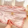 Versión Coreana 2026 Encaje Francés Estampado Floral Madre-Hijo Algodón Puro Doble Capa de Gasa Colcha de Verano Estilo Princesa Fresca Colcha Refrigerante de Verano