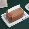 Caja de Pañuelos Macaron de Color Sólido Bolsa de Almacenamiento de Servilletas de Cuero Papel de Seda Creativo para Restaurante Coche de Cuero Suave Foto