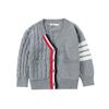 Roupa Infantil Coreana Tb 2024 Outono Novo Estilo Cardigan Jaqueta de Tricô Infantil Retrô com Padrão de Cânhamo
