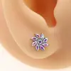 Pendientes de Aleación de Titanio F136 con Diseño de Flor de Circonita, Tachuelas para Labio, Tachuelas para Hélice de Oreja, Joyería para Piercing Corporal de Titanio G23 con Rosca Interna