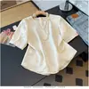Qualidade Garantida Redutor de Idade Novo Estilo Chinês Retro Jacquard Bordado Botão Estilo Nacional Manga Curta Verão Camisa Fina para Mulheres de Meia-Idade