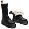 Botas de Motocicleta de Cuero Genuino de Lana Genuina de Primera Capa con Suela Gruesa de 14 Ojales para Mujer, Botines Cortos de Estilo Británico, Zapatos de Cuero para Hombre, Ropa de Trabajo Transfronteriza