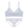 Ropa interior fina para niña estilo japonés sin aro de acero, push-up para busto pequeño, doble tirante, sexy conjunto de brasier de encaje de verano