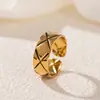 Anel de Abertura em Aço Inoxidável com Ouro 18K Anel de Cobra à Prova d'Água para Mulheres Anel de Aço Titânio Pulseira Snake Hip-hop Transfronteiriça Europeia e Americana