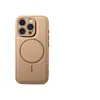 Adecuado para Funda de Teléfono Móvil Apple 18Promax, Succión Magnética, Cobertura Completa, Cuero con Agujeros Finos, Funda Protectora Simple de Cuero para iPhone 17