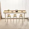 Mesa alta de bar de ocio nórdica para uso doméstico en Yangtai, mesa larga simple de madera maciza para colocar en la pared o junto a la ventana, juego de mesa y sillas con patas altas