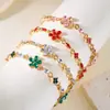 Novo Pulseira de Flor Pequena Cravejada com Diamantes Estilo Fresco de Alta Qualidade, Luxo Leve, Pulseira de Corrente com Design de Flor de Cerejeira de Nicho, Moderna e Versátil