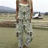 Novas calças de suspensório estampadas da Amazon casuais de verão para mulheres roupas europeias e americanas estampa digital