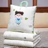 Manta Almohada Estampado Rizado Linda y Original 2 en 1 con Asa, Portátil y Plegable para Siesta en la Oficina y Habitación con Aire Acondicionado