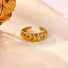 Anillo Cruzado de Acero Inoxidable Chapado en Oro de 18 Quilates, Estilo Nuevo Europeo y Americano, para Mujer, Versátil para el Uso Diario, Joyería de Anillo Abierto Simple y a la Moda