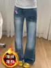Jeans Bootcut Retro Americanos para Mujer en Otoño e Invierno Forrados de Felpa para Chicas Gorditas mm Figura de Pera Pantalones Rectos Ajustados de Cintura Alta