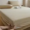 Protector de colchón de una pieza cepillado de algodón de fibra larga Clase A para otoño e invierno, funda protectora anti-suciedad de algodón puro, funda de cama totalmente de algodón, artículo de ropa de cama de una pieza