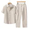 Traje de Lino Lyocell Verano Delgado Holgado Casual