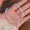 Pulseira de Pérolas Shijia para Meninas Empilhável Camada Dupla Redonda Luxo Leve Nicho Exquisito Pulseira de Pérolas Francesas com Laço