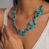 Collar Redondo con Colgante de Gota de Agua Incrustado con Diamantes de Lujo Ligero Europeo y Americano, Cadena Exquisita de Clavícula Transfronteriza, Collar de Estilo Palacio Retro para Mujeres